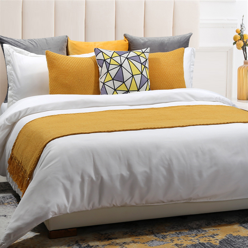 100 % kapas 250tc plain sateen putih set tempat tidur hotel