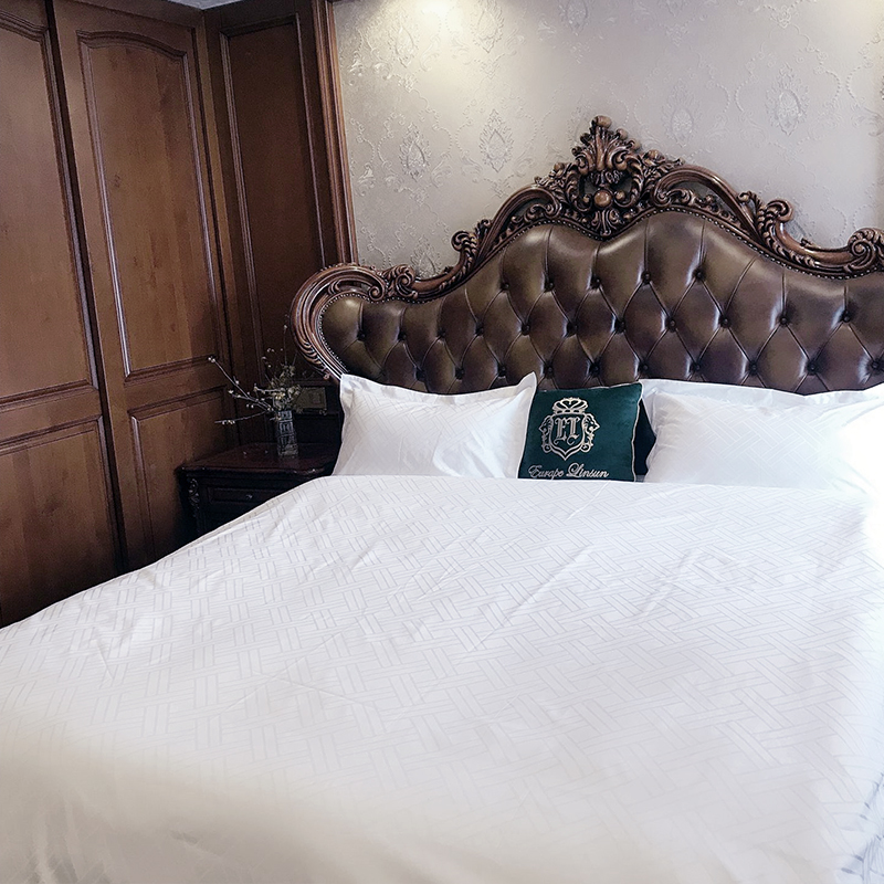 Snow White Pure Cotton 60s 330tc Sateen Jacquard Hotel Bedding Pakaian
