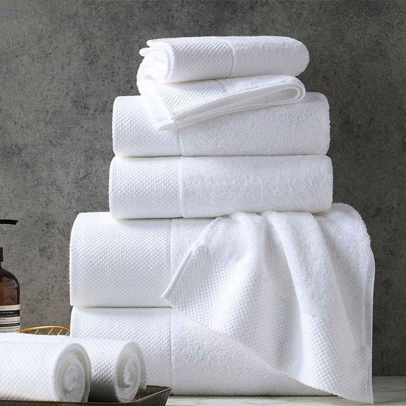 Diamond Weave Dobby Border Cath Cotton Plain Terry Hotel Tuala Set
