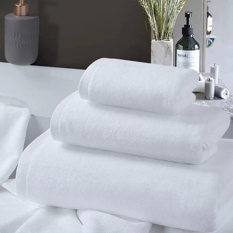 Kapas tulen 32S Twist Double Plain Terry White Hotel Tuala