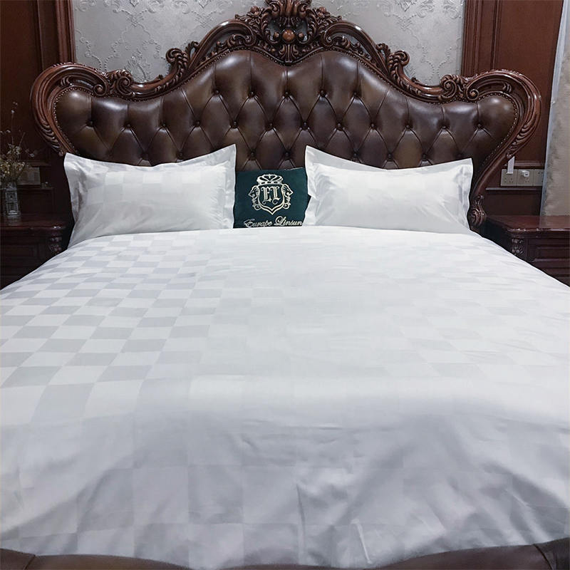 60 -an kapas putih sateen dobby periksa set penutup selimut katil hotel