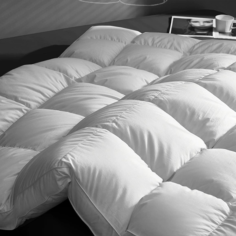 233TC Cotton Shell 1500gsm Duck Down Feather Quilted Tilam Topper untuk Hotel