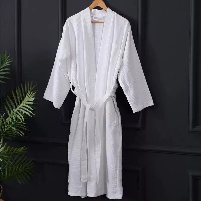 Jubah mandi hotel wafel putih paip tulen