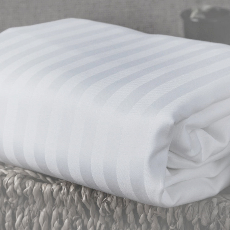 Bekalan Lembaran Katil Hotel TC300 Sateen Stripe Pure White TC300 Sateen