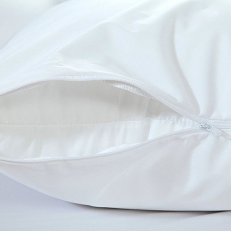 200TC Polycotton Plain White Zippered Bantal Pelindung Hotel